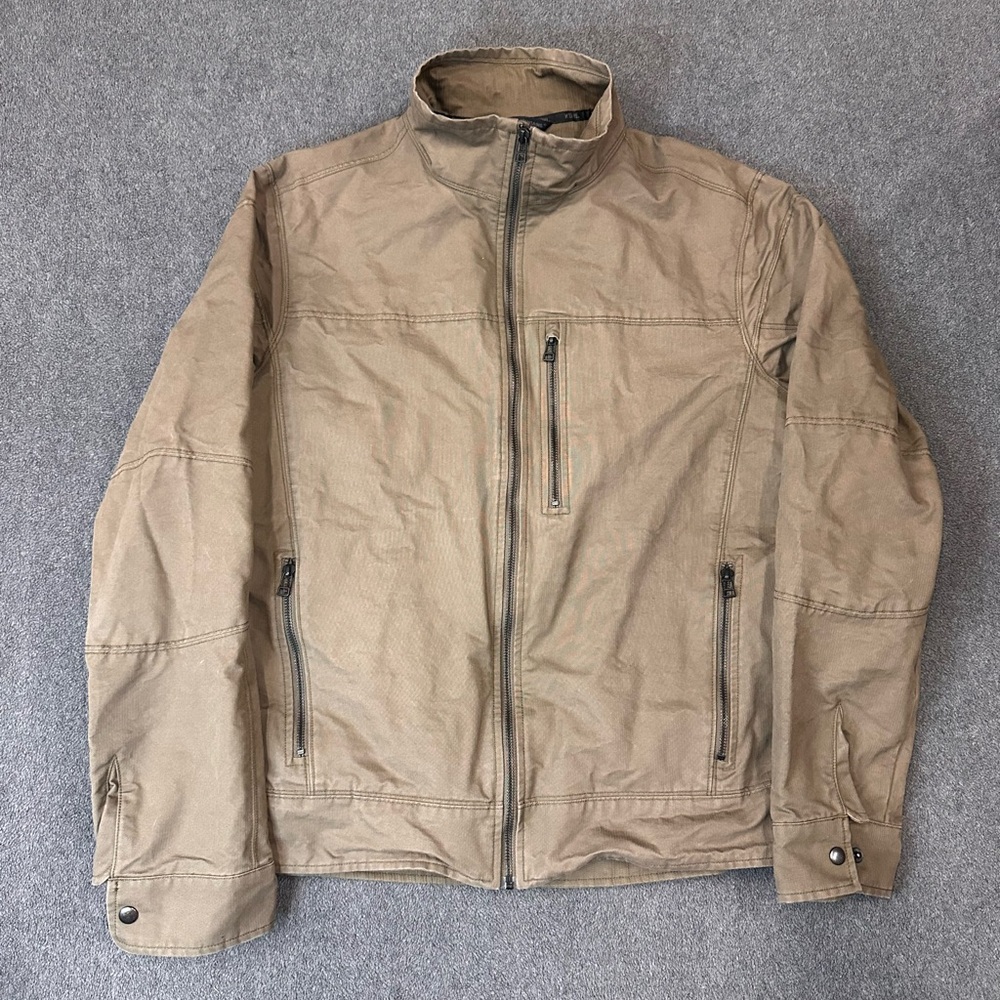 Kuhl Burr Lined Jacket Mens L Light BrownVintage Patina Dye Canvas Full Zip